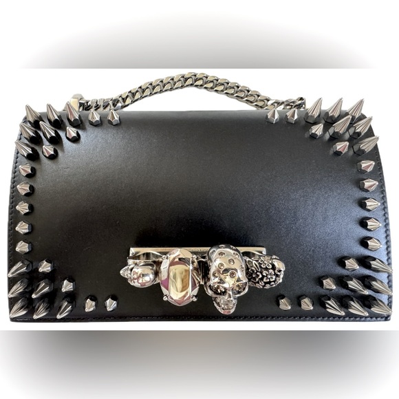 Alexander McQueen Leather Spiked Skull Knuckle Bag - Picture 1 of 14